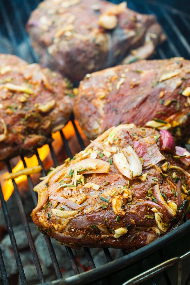 Marinated Lamb Meat on the Grill