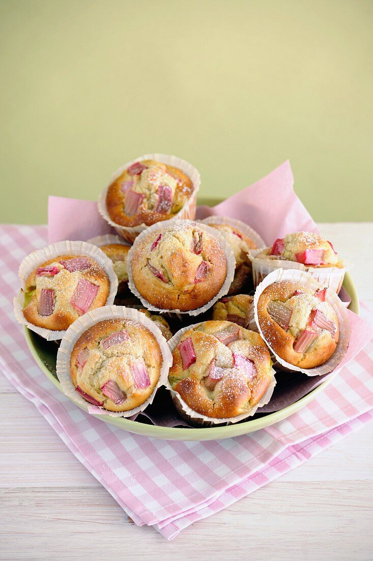 Rhubarb Muffins, selective focus