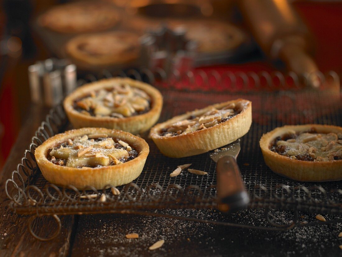 Mince pies on a cooling rack