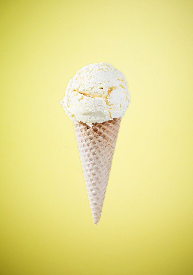 Close Up of a Vanilla Ice Cream Cone