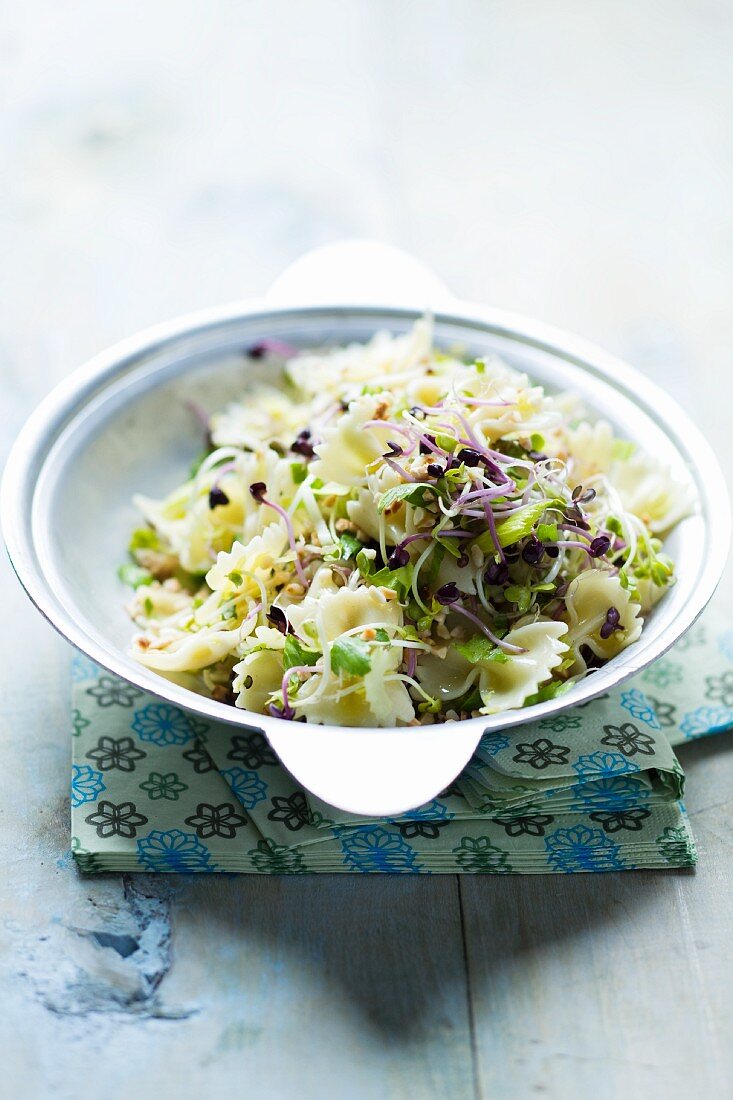 Farfalle with sprouts