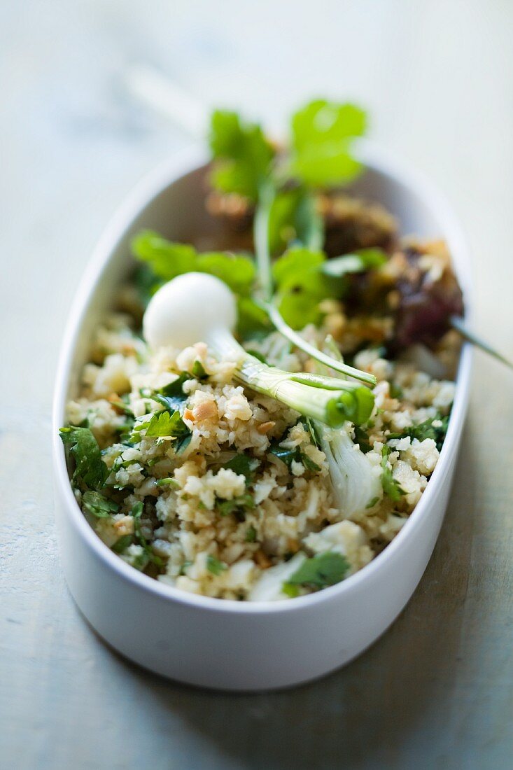 Tabbouleh with celery and spring onions