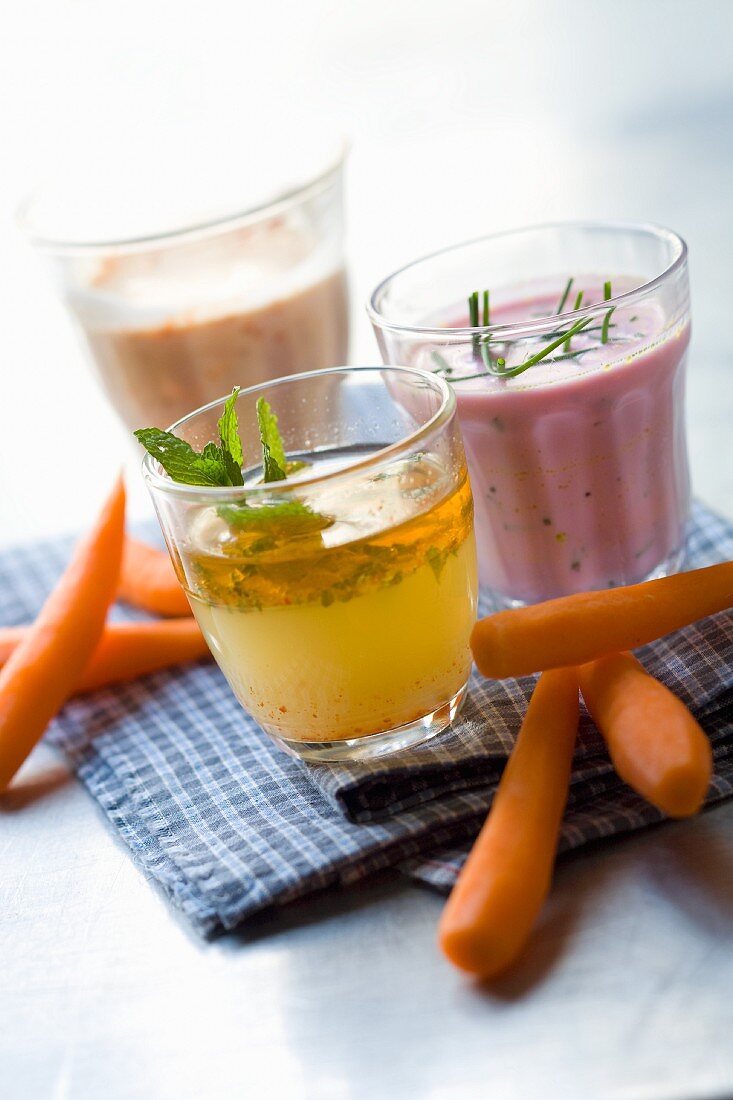 Assorted dips with carrots