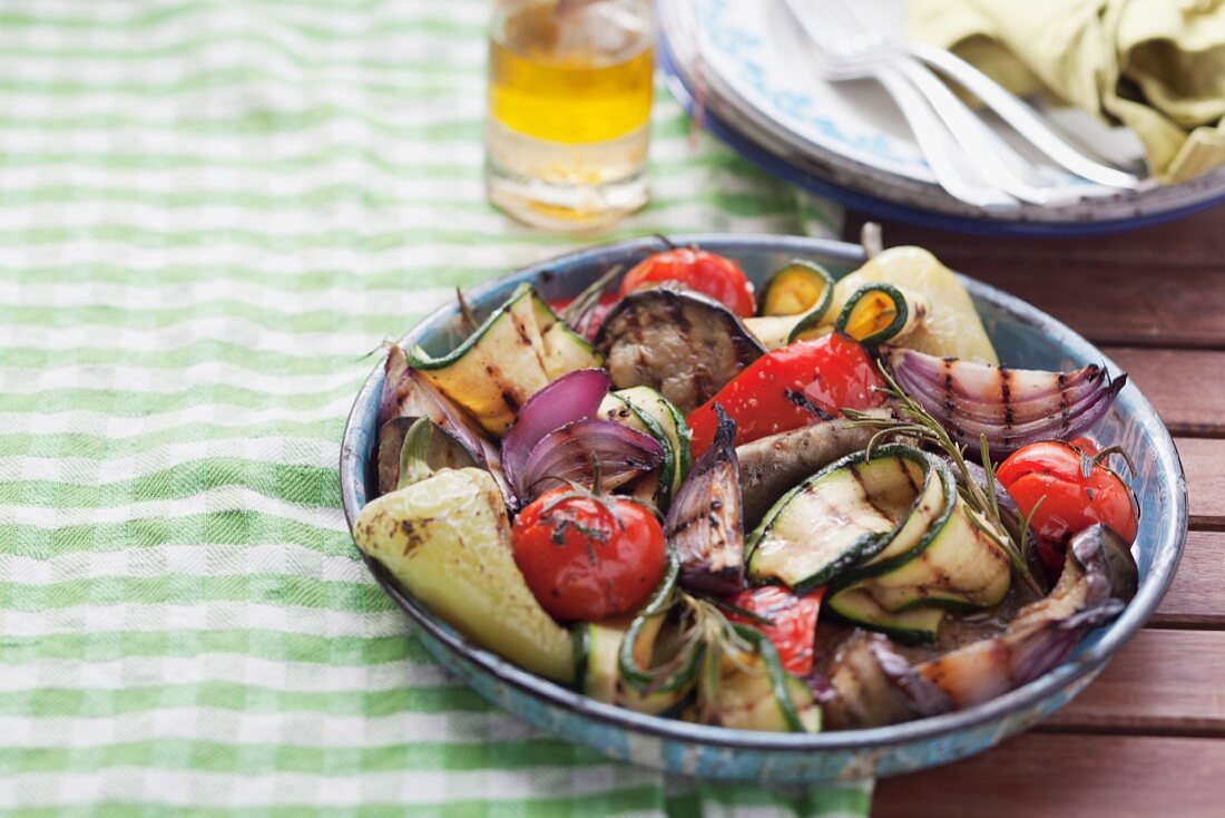 Grilled vegetables in a bowl