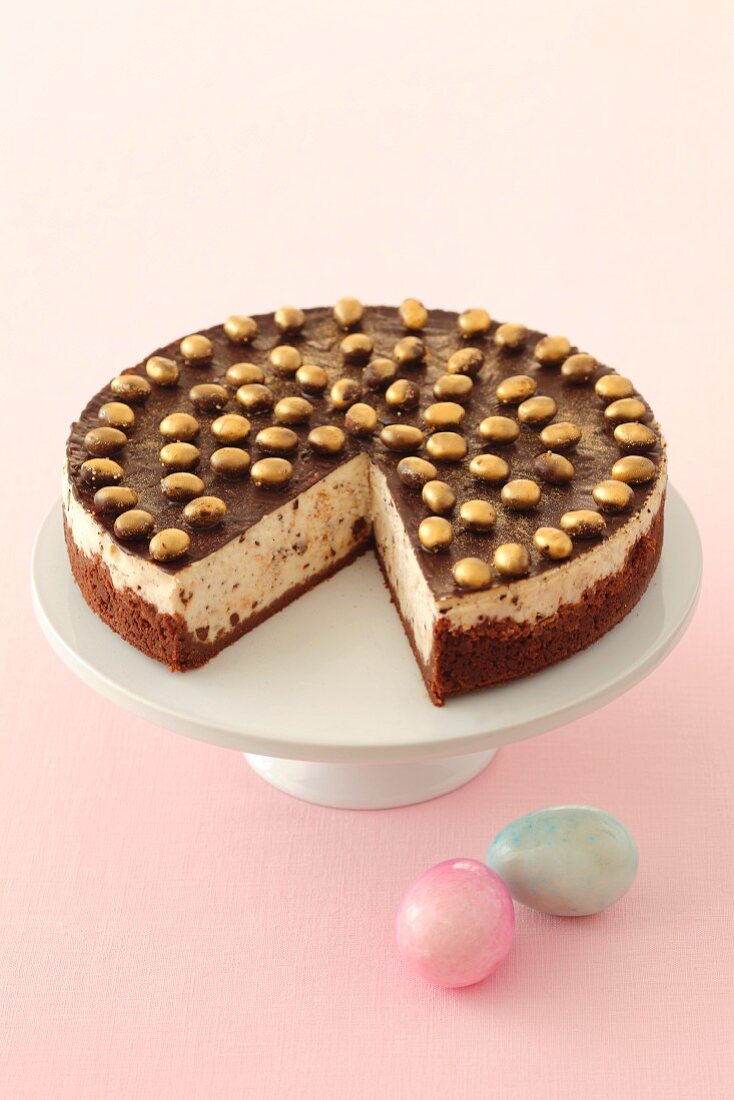 A chocolate cheesecake
