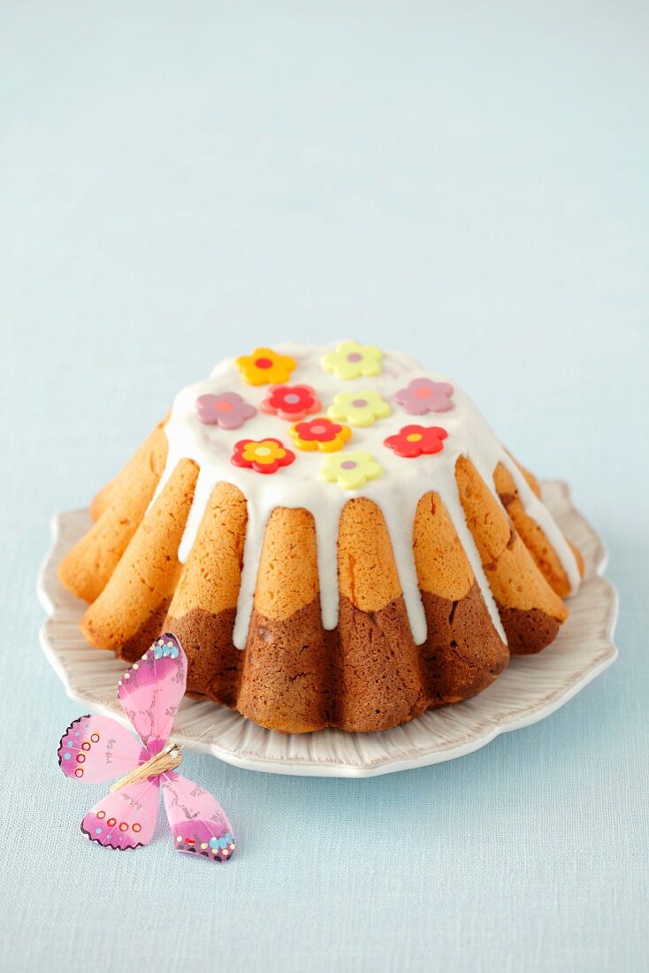 Marble baba cake with sugar glaze