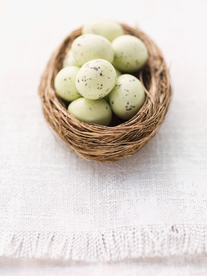 Marzipan Easter eggs in a nest
