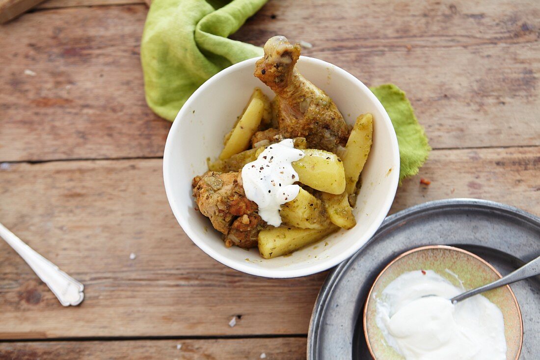 Chile Verde mit Hähnchen und Sauerrahm