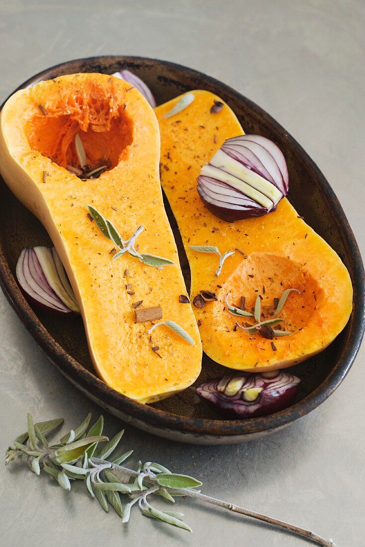 Butternut squash with onions and sage