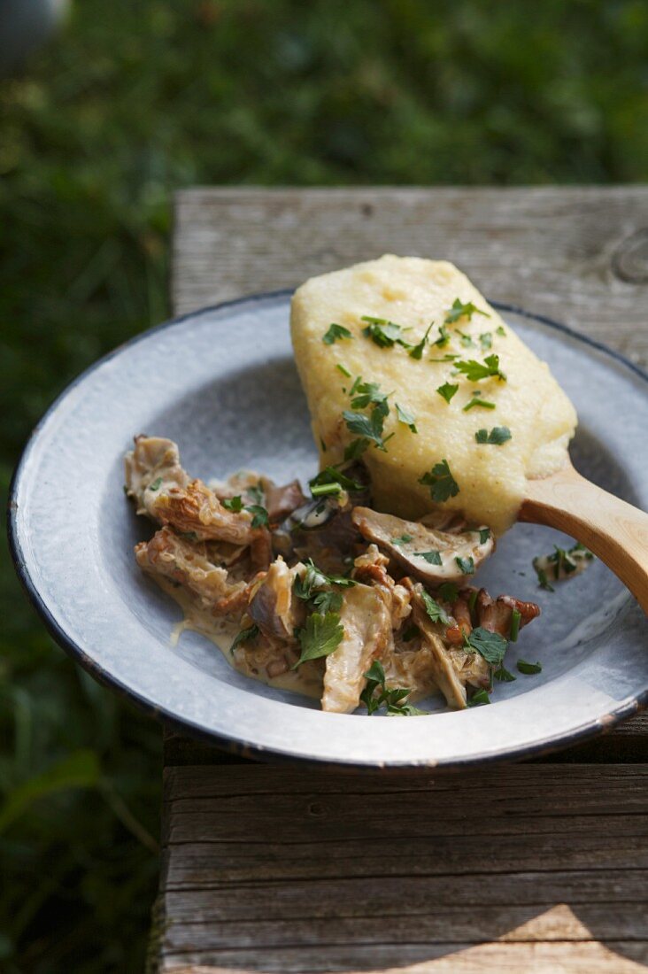 Pilzpfanne mit Polenta