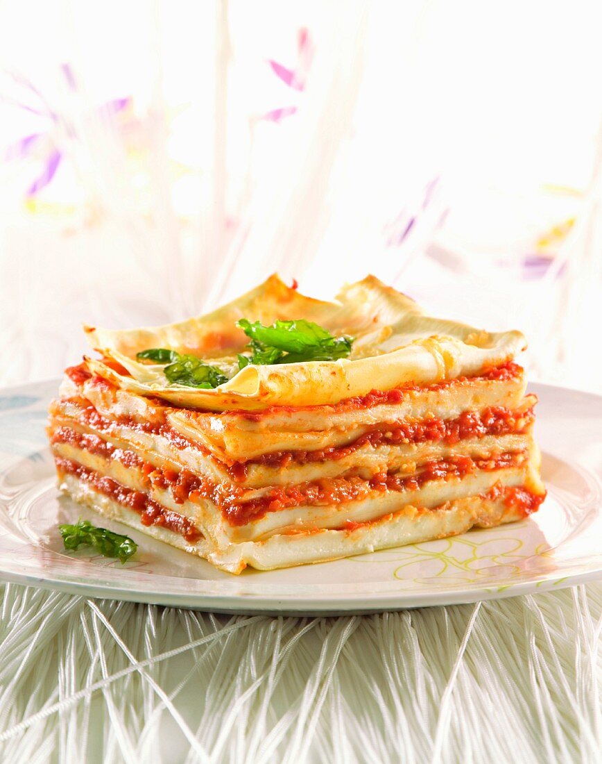 Lasagne mit Tomaten und Bechamelsauce