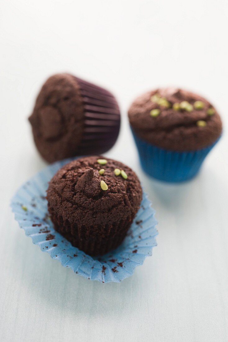 Chocolate muffins with sesame seeds