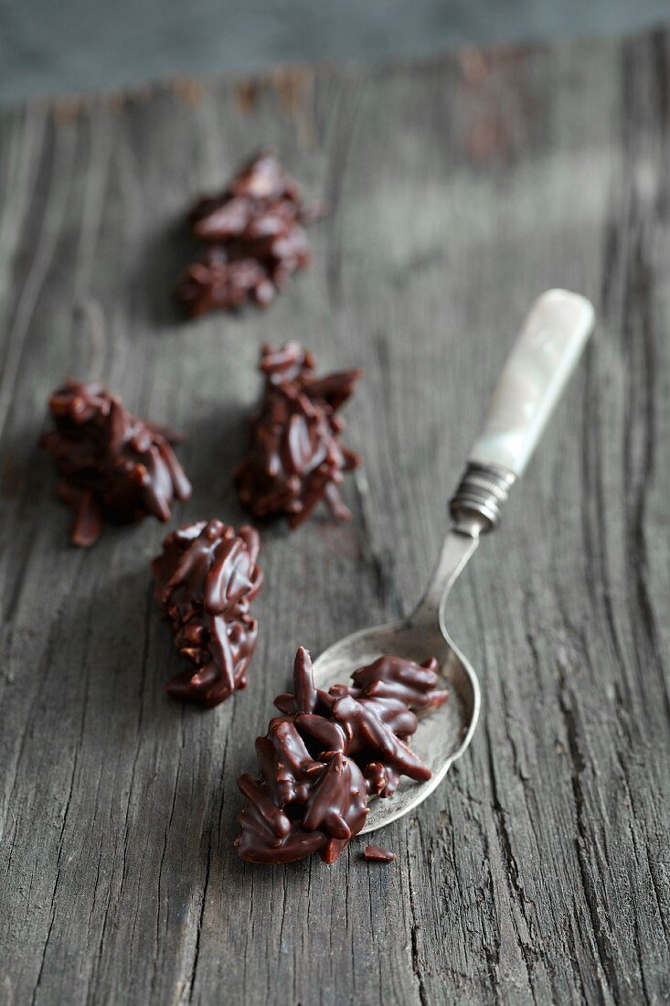 Chocolate almond clusters