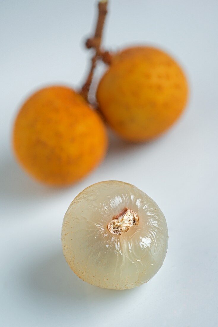 Longan fruit, with and without peel