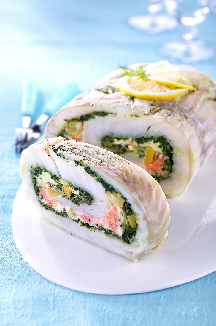 Fish roulade with herbs and vegetables