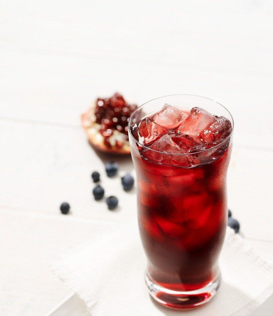 Pomegranate juice with blueberries