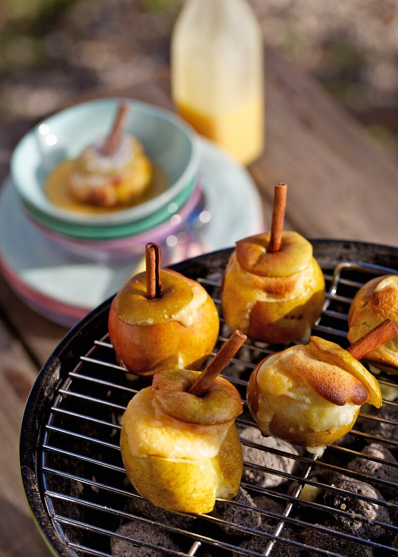 Stuffed apples on the barbecue