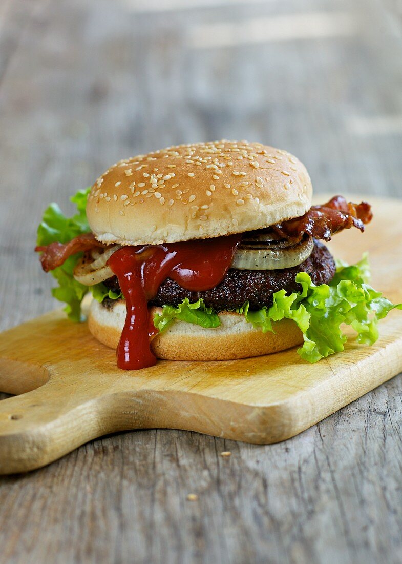 A barbecued burger