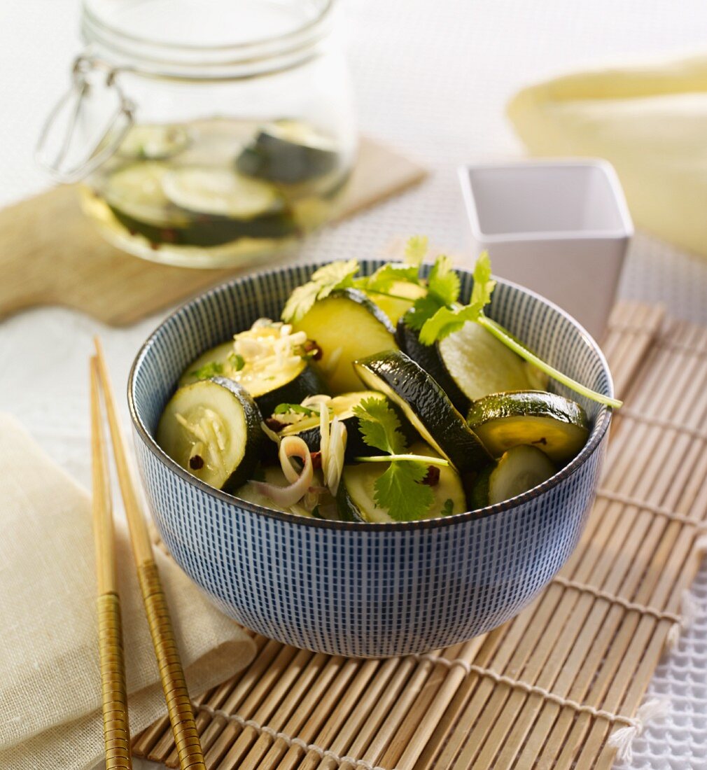 Asian-style pickled courgette slices