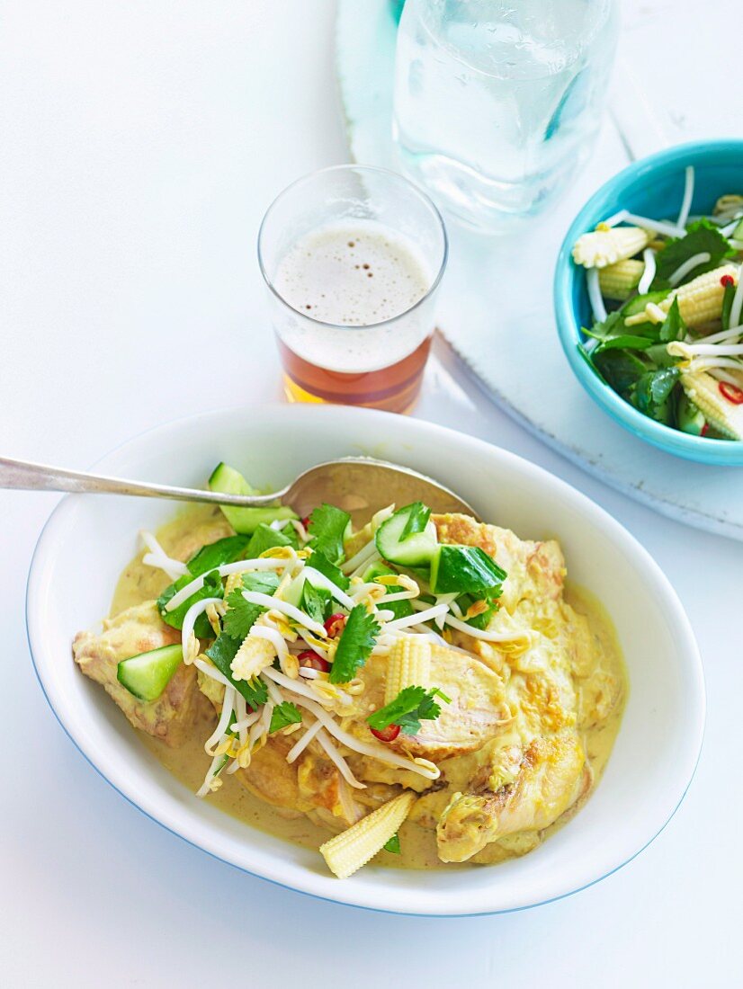 Turmeric chicken and sweet and sour vegetable salad