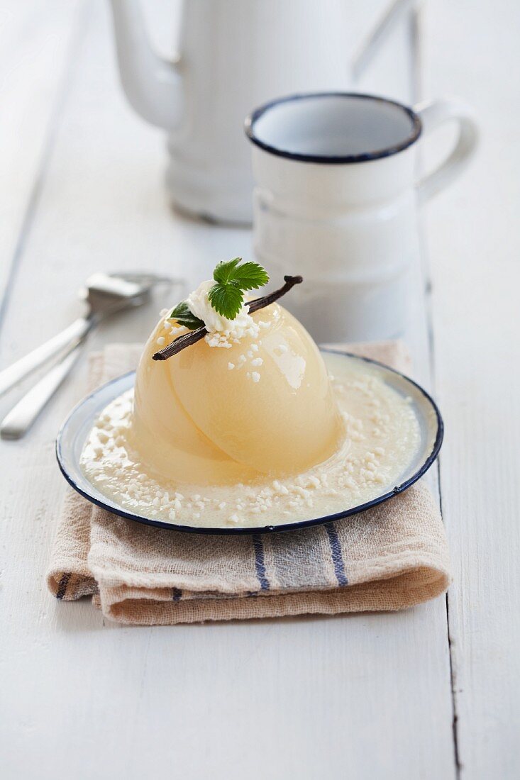 White peach jelly with white chocolate