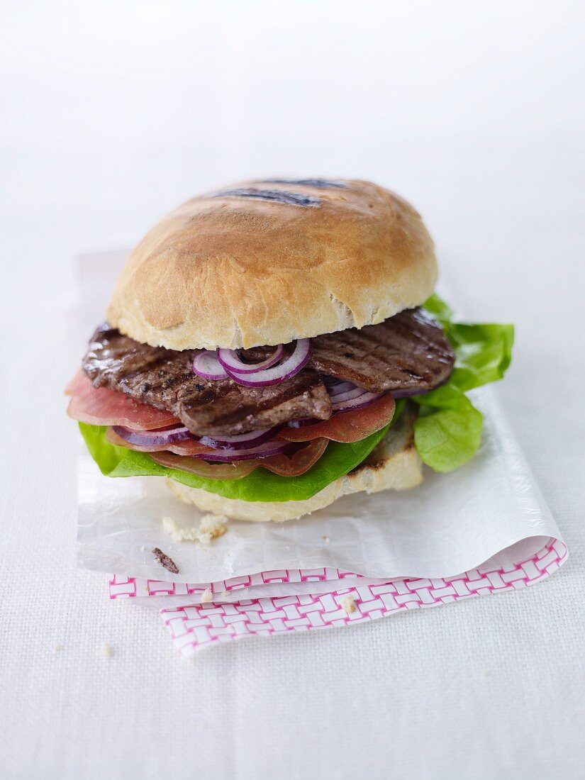 Steak burger with onions
