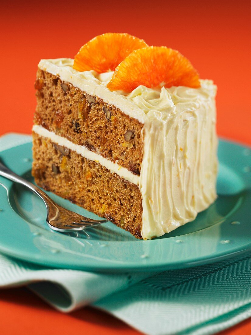 Marmalade and nut cake with cream cheese icing