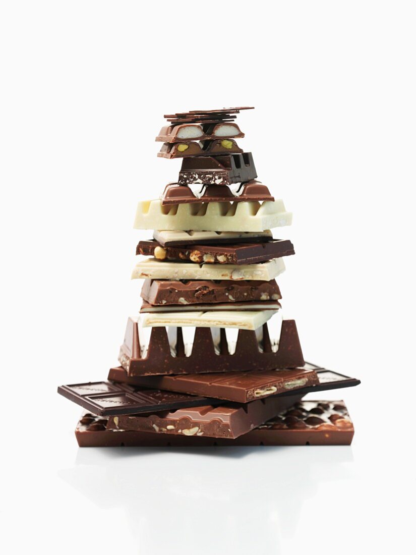 A stack of chocolate pieces