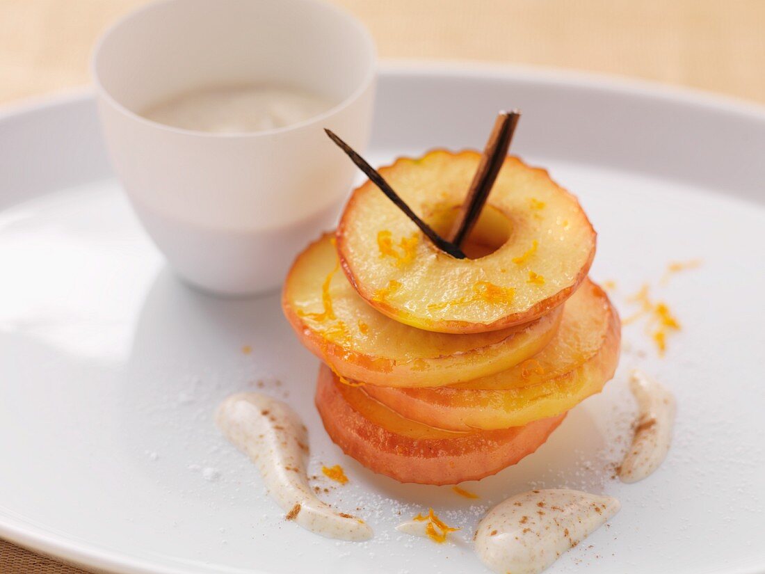 Baked apple rings with orange zest