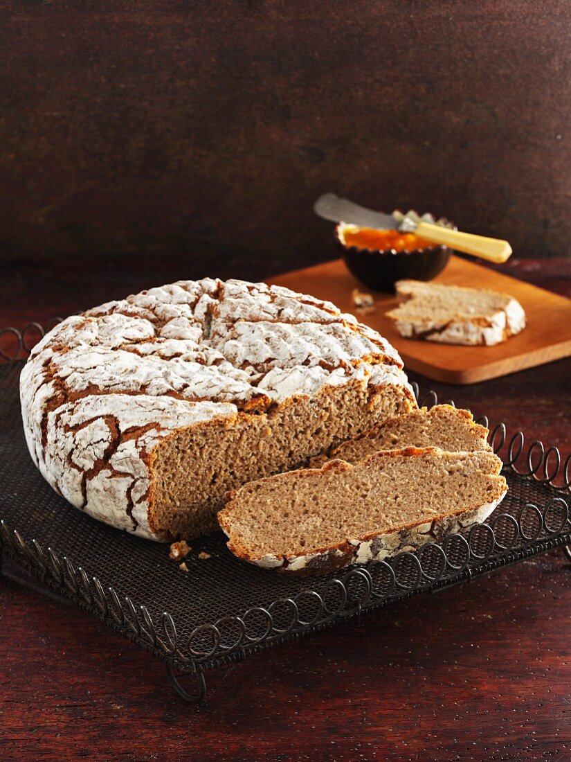 Rye bread, partly sliced