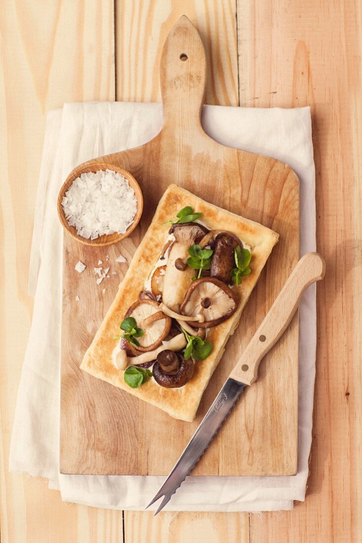 Scandinavian cheese tart with mushrooms and onions