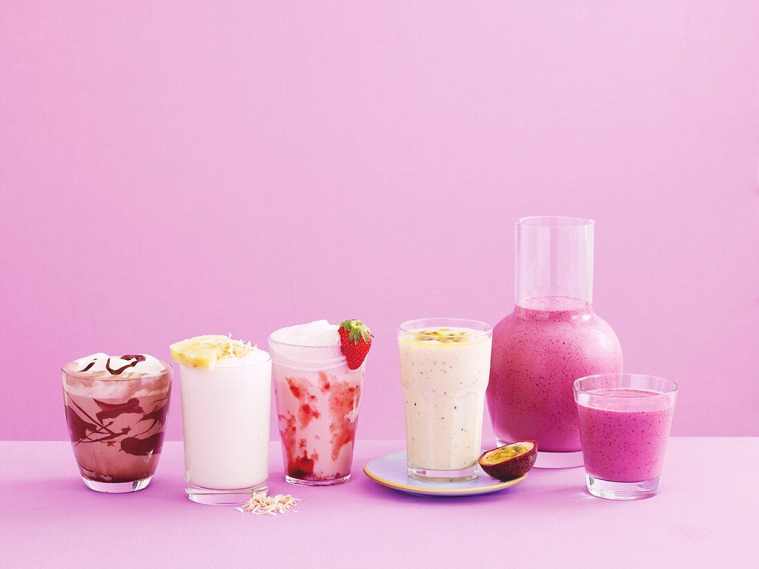 Assorted smoothies and milkshakes