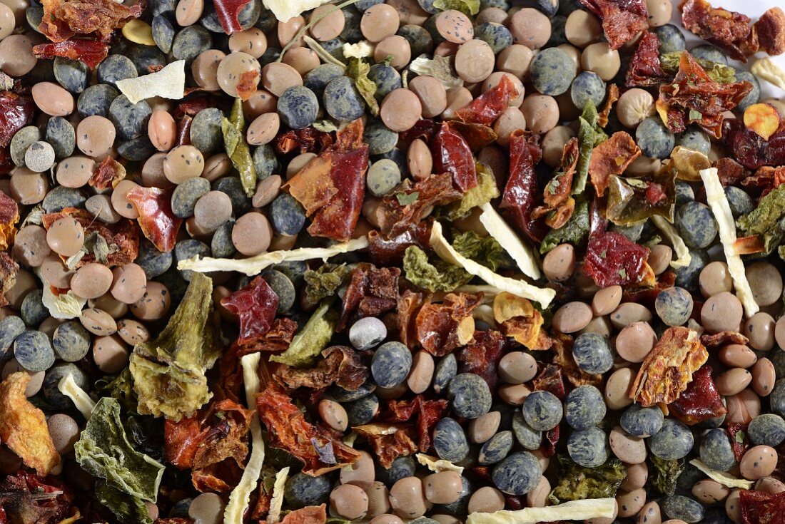 A mix of lentils, dried vegetables and herbs