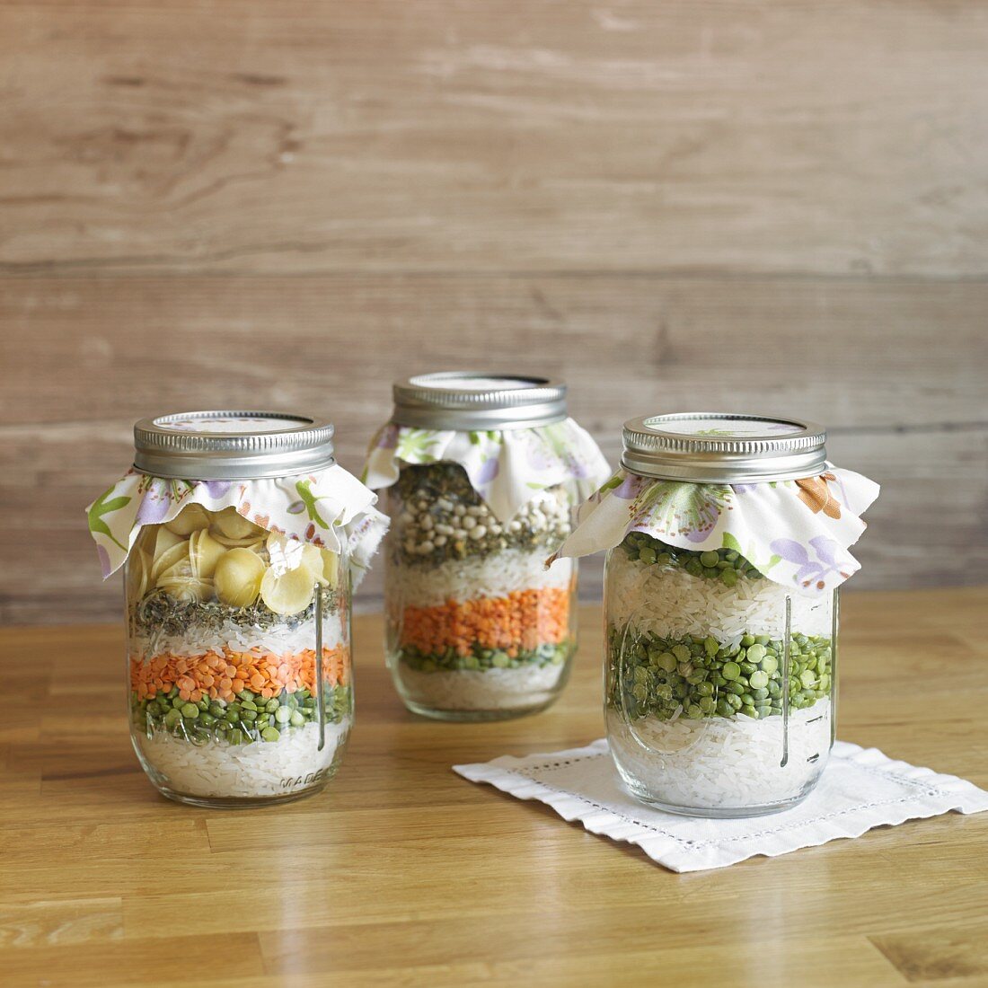 Assorted bean soup mixes in jars
