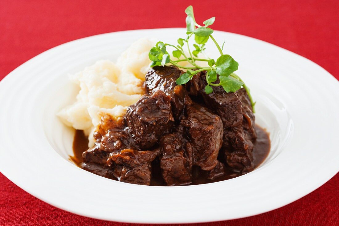 Beef stew with mashed potato