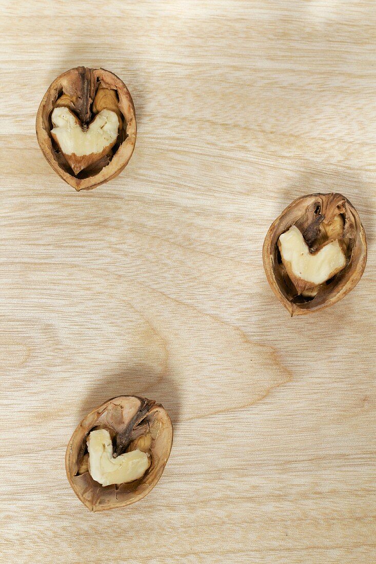 Three walnut halves