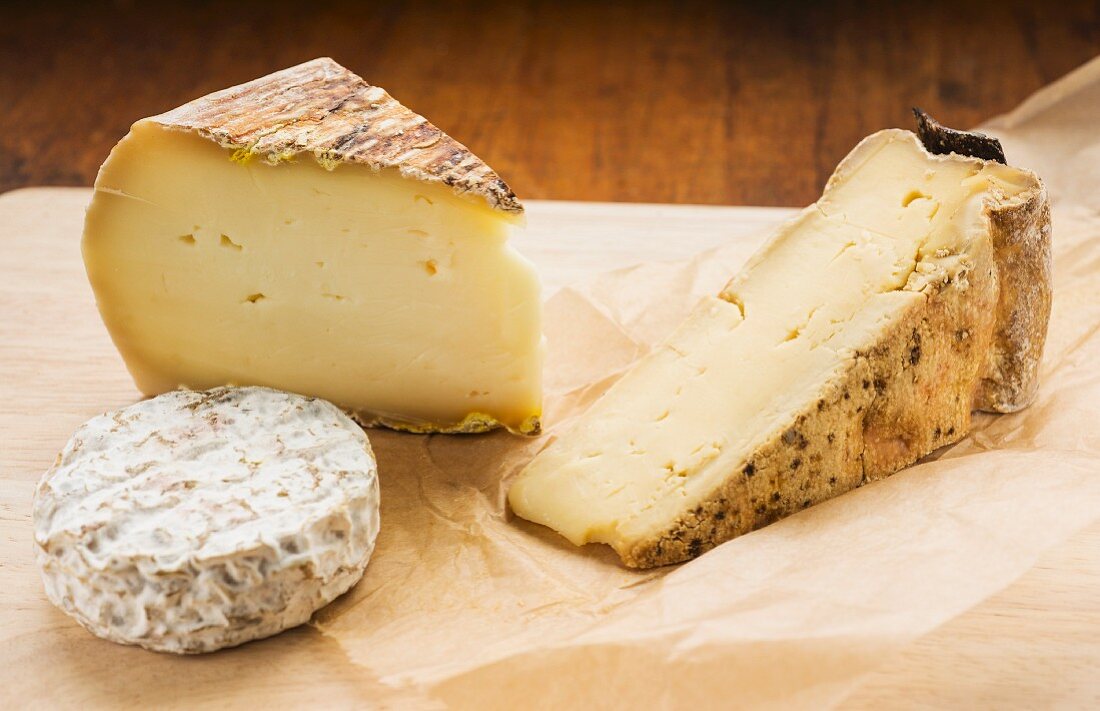 Three types of French cheese
