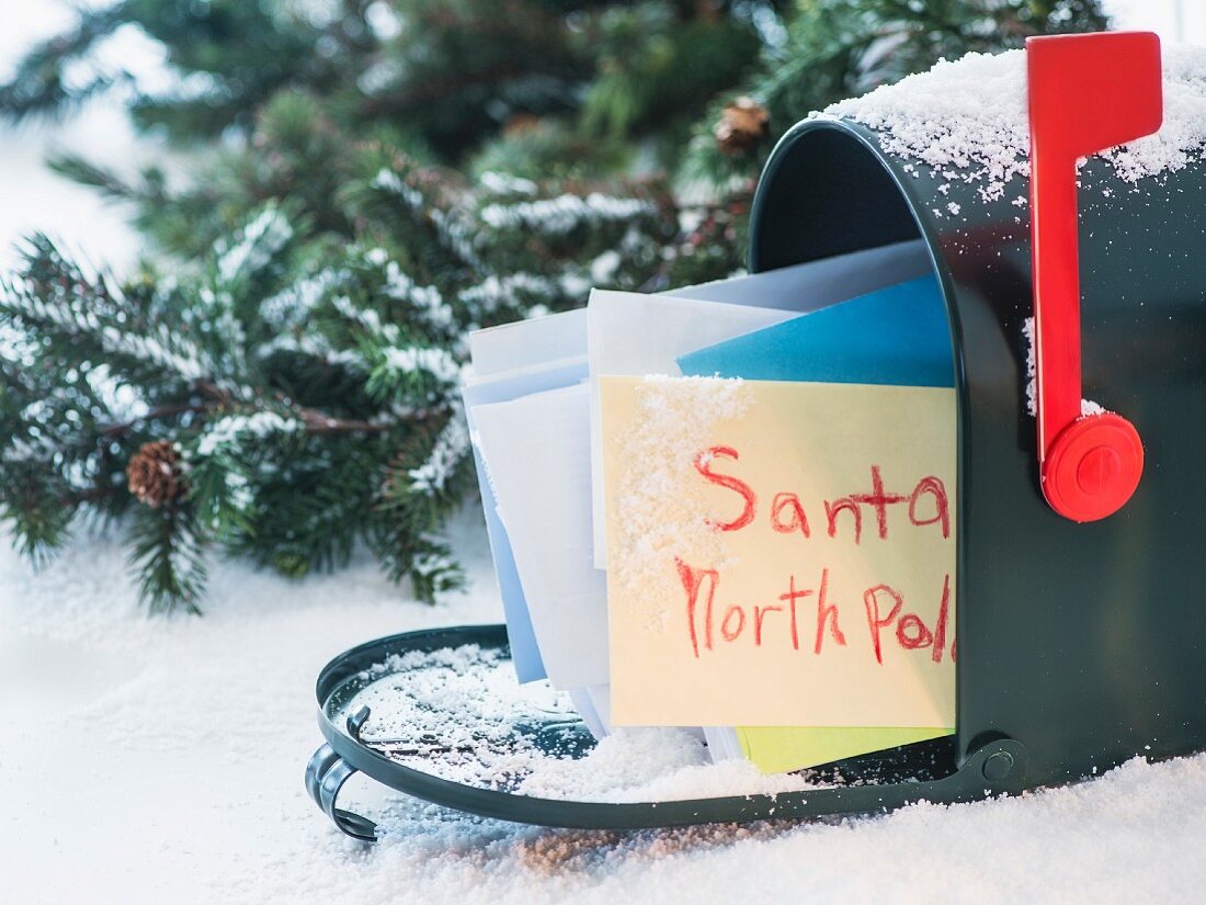 Letter to Santa Claus in mailbox