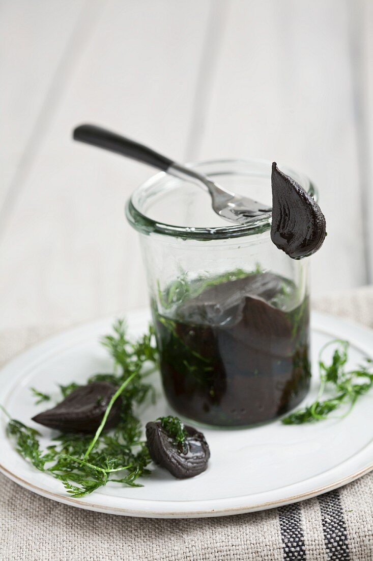 Pickled black garlic