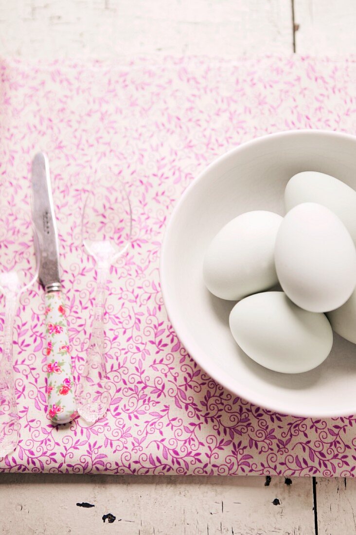 White Eggs in a Bowl