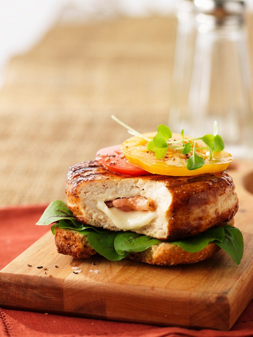 Stuffed chicken burger