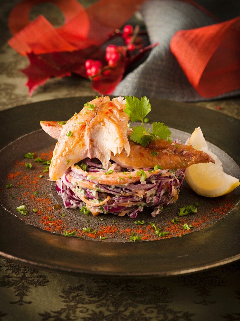 Coleslaw with mackerel