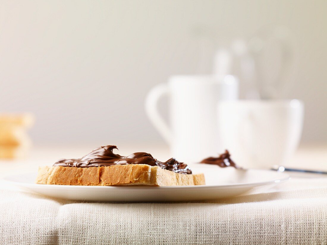 Bread topped with Nutella