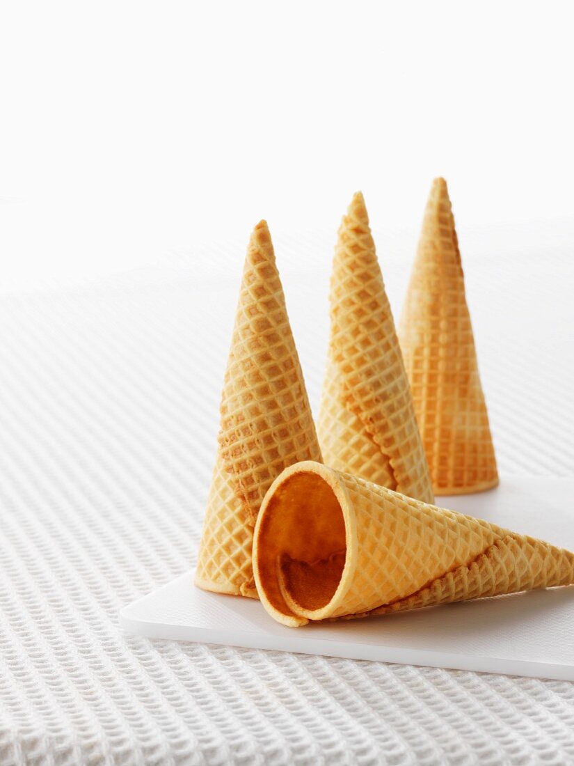 Four empty ice-cream cones