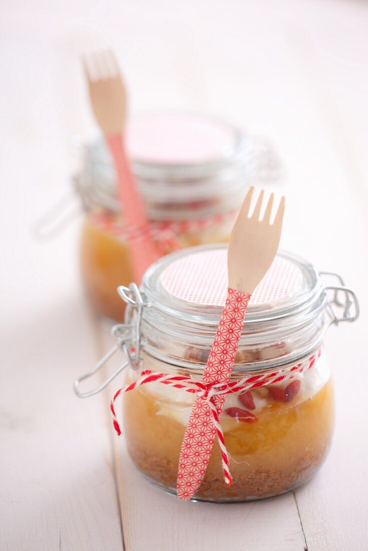 Apple cake in a jar as a gift