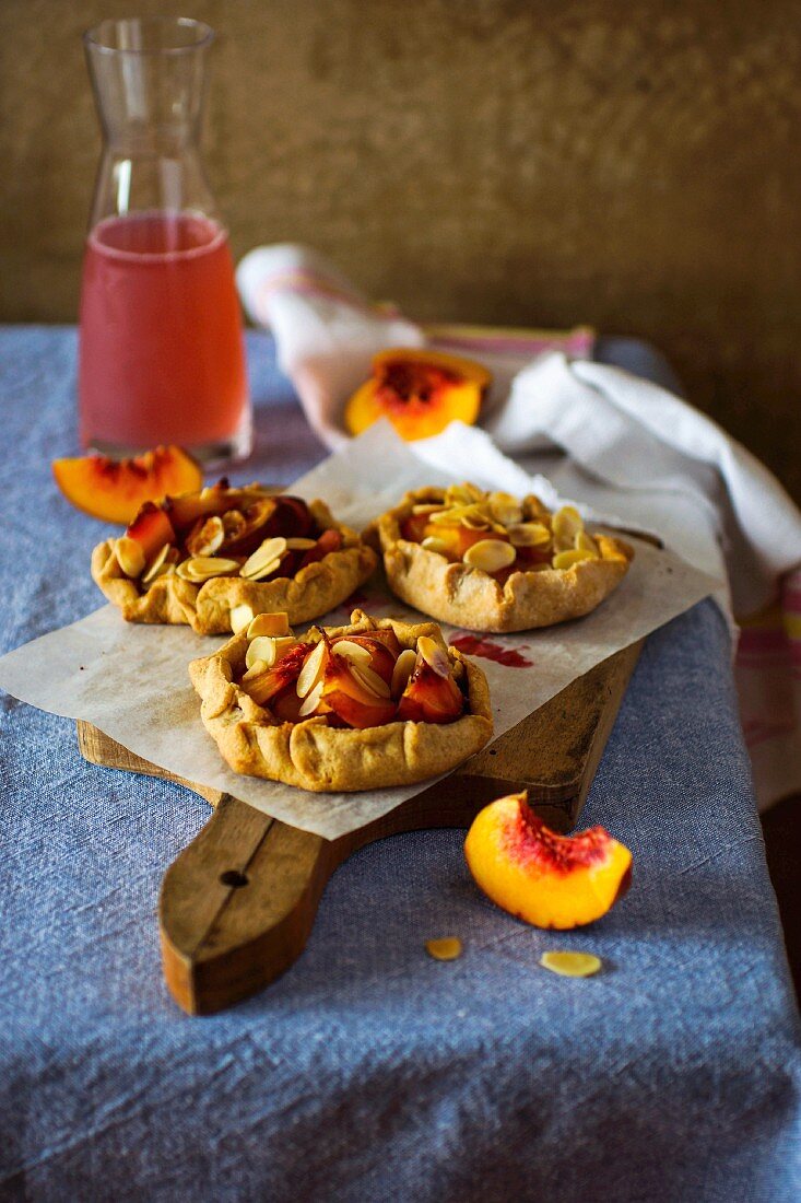 Rustic peach and almond pie