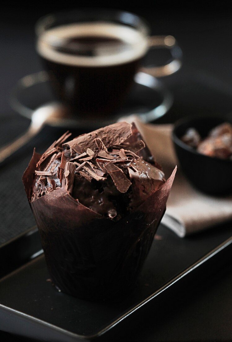 Chocolate muffin with coffee