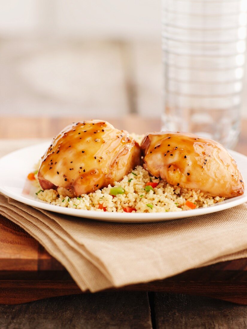 Chicken thighs on couscous