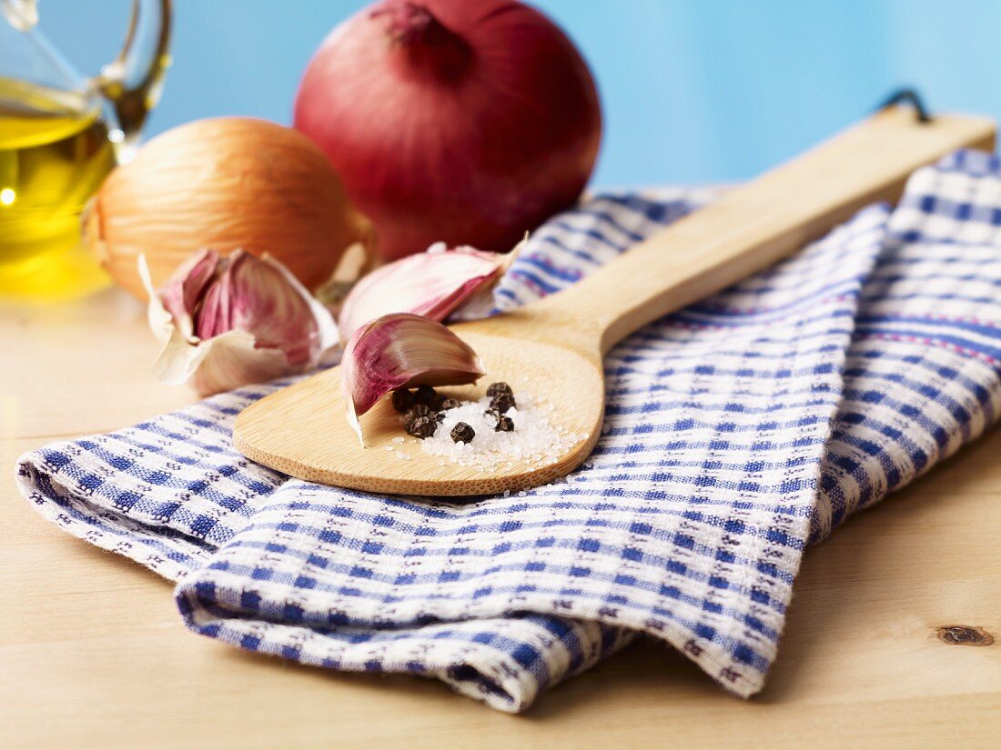 Spices on a wooden spoon