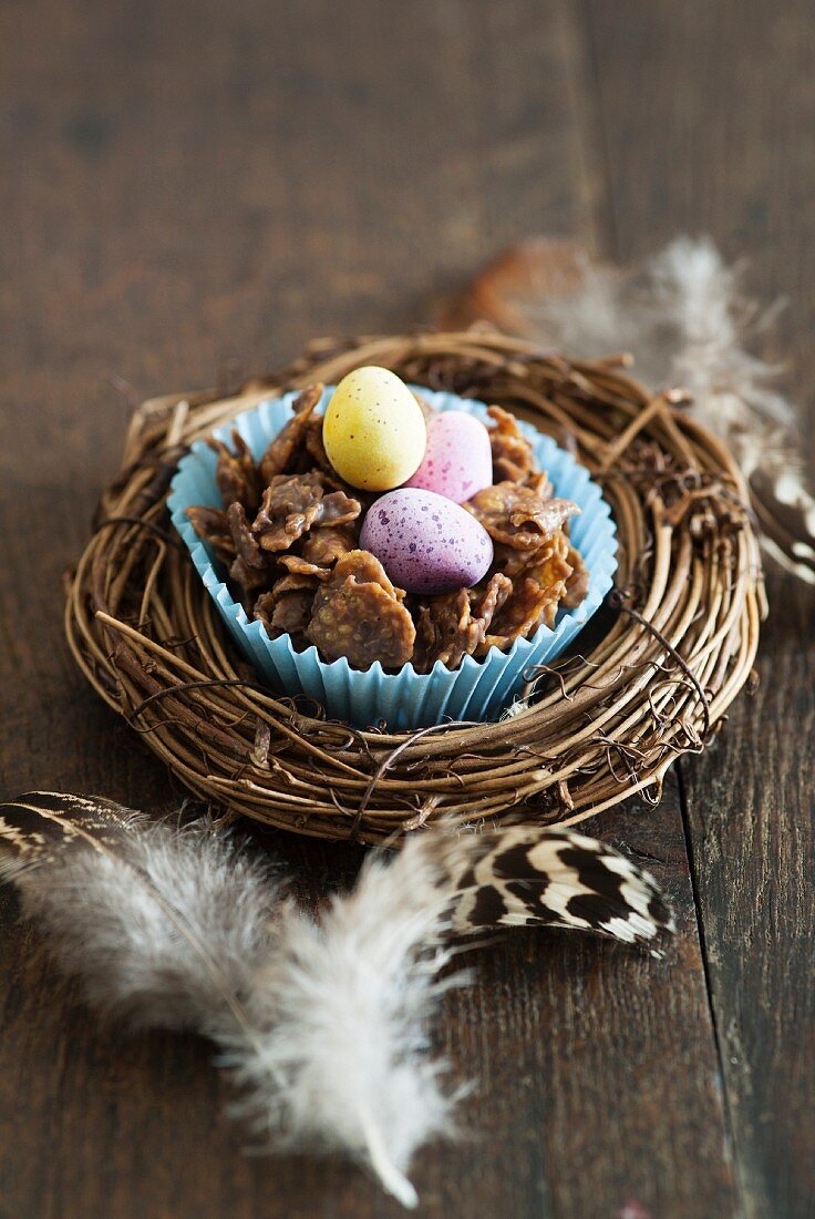 A chocolate cornflake nest for Easter